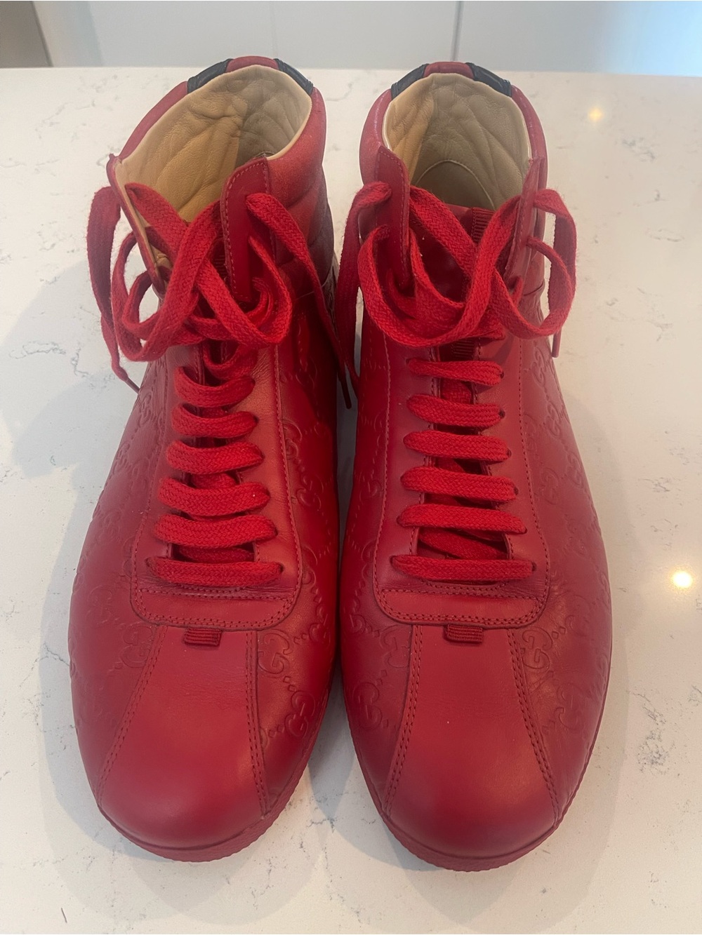 Rare Red Gucci Leather High-Top Sneakers